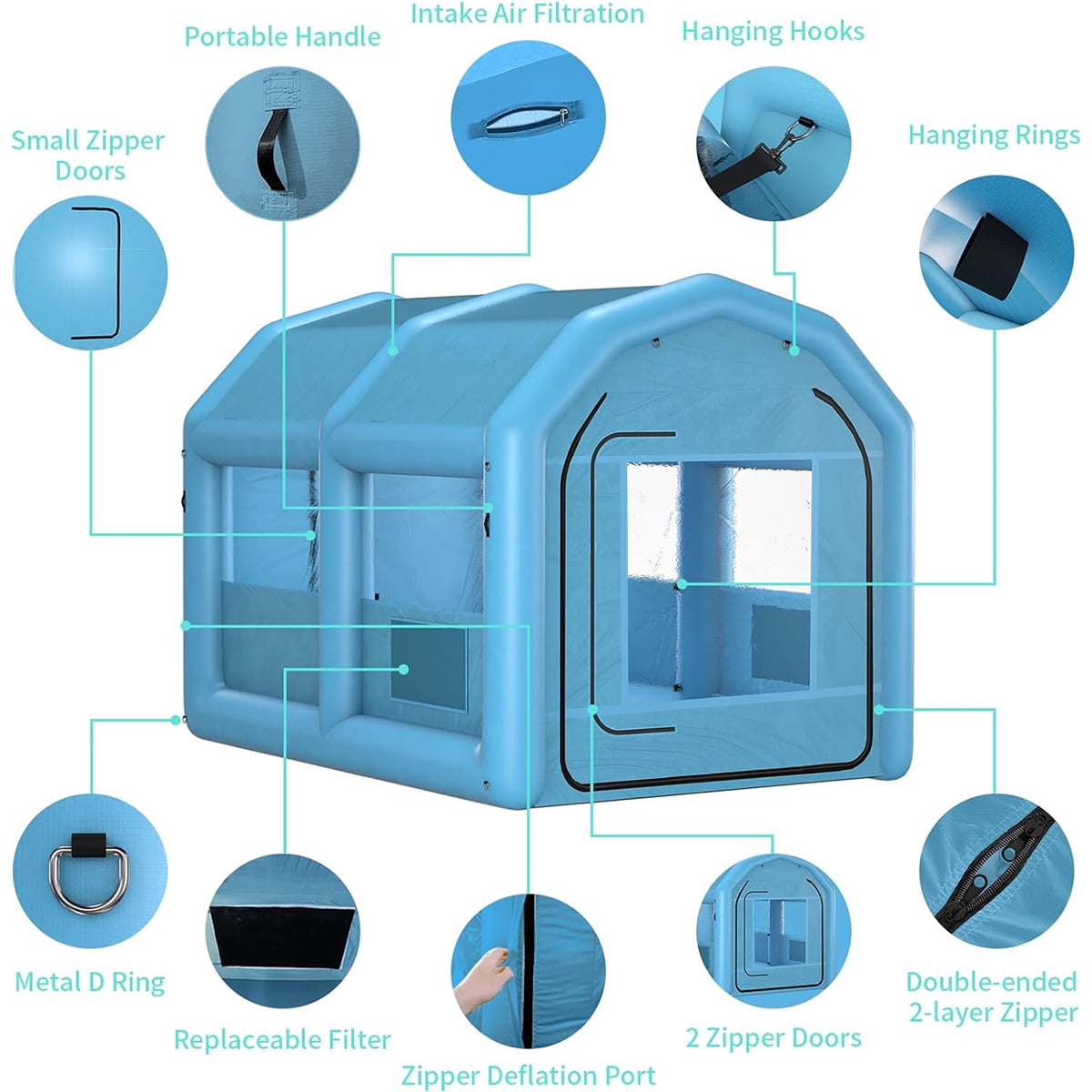 xhyhwyd Inflatable Spray Booth 13.5 x 8.5 x 8.5ft Portable Inflatable Paint Booth Tent w/750W Blower & Air Filter System for DIY Spray Car Parts Painting Motorcycle Garage