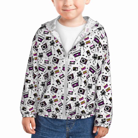 

Vsdgher Music Player Kids Sun Protection Hoodie with Zip Rash Guard Tops Children s Long Sleeve Sun Protection Clothing - 3 Years