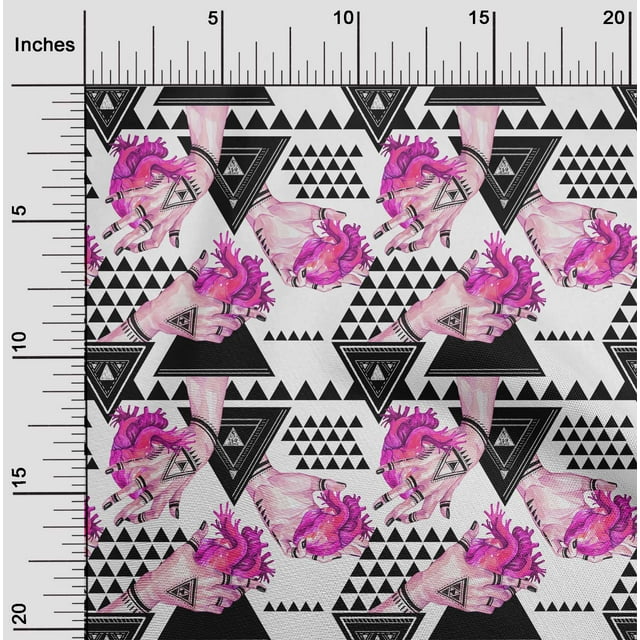 oneOone Tissu Popeline de Coton Rose Triangle Géométrique Matériel de Robe Tissu Imprimé Tissu au Mètre 42 Pouces de Large