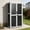 Dark Black and White (Metal, Wood, Resin, Plastic ), variant on Aivituvin Outdoor Storage Cabinet, Wood & Metal Frame Garden Storage Shed with Waterproof Plastic Roof, Adjustable Shelves, Raised Base, Weather-Resistant Tool Shed for Backyard, Patio & Lawn, 67.5"H