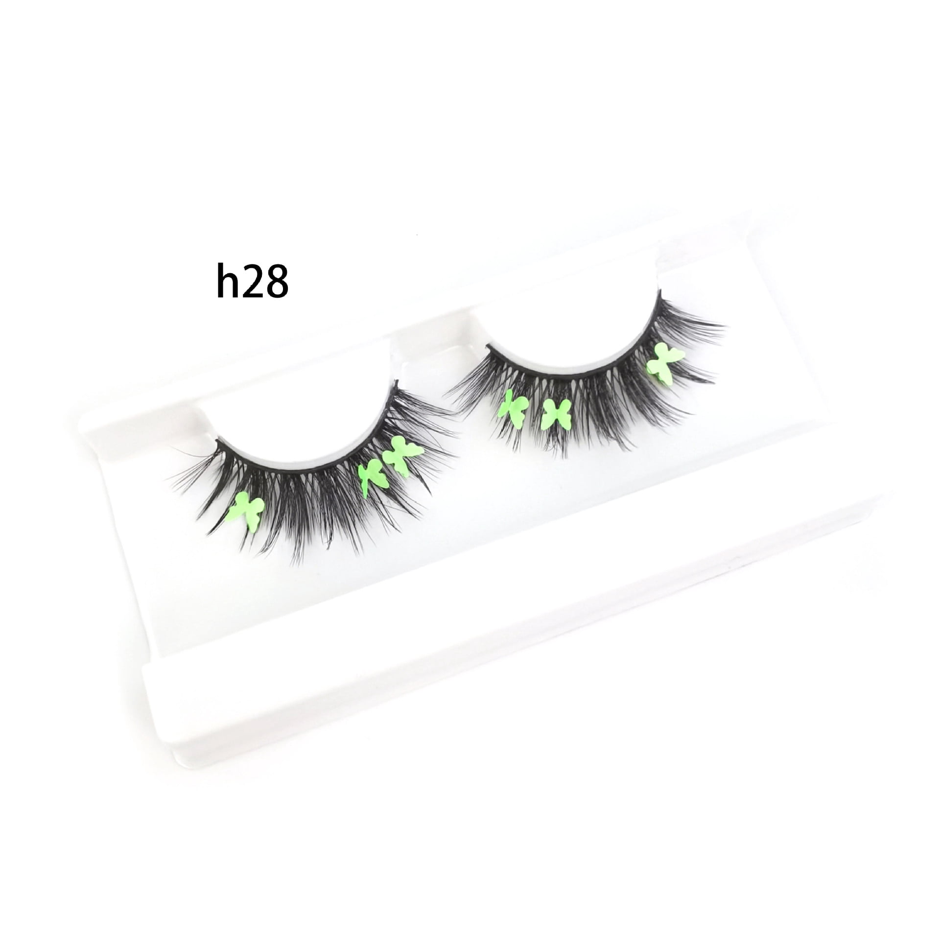 H28 Color Granjero Gordo 3 pares de pestañas postizas de colores brillantes y ...