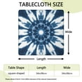 thumbnail image 2 of Blue Tie Dye Flower Mandala Pattern Square Fitted Tablecloth with Elastic Edge,Square Table Cover,Washable Elastic Table Cover for Home Kitchen Party Decor 34"x34", 2 of 6