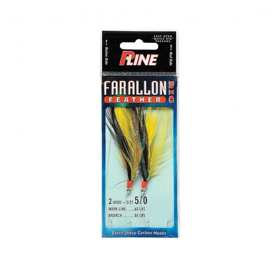 P-Line FF5/0Y/BLK Farallon Feather 2 HK 5/0 Yellow/Black