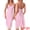 Pink, variant on DARING DIVA Women's Satin Lace Trim Spaghetti Straps Camisole Nightshirt S Black
