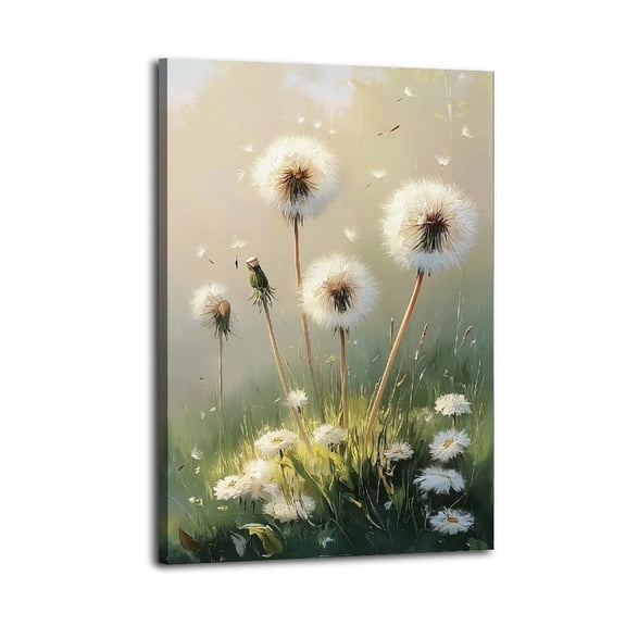 Larbulse Dandelions in Grass Canvas Wall Art Home Decor Poster Vintage Funny Print Picture Abstract Bedroom Living Room Kitchen Posters Decor