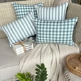 thumbnail image 5 of Buffalo Checks Aqua Decorative Lumbar Pillow Cover 12" x 22" | Contemporary Cotton Oblong Pillow Cover Checkered | Nursrey, Country & Farmhouse Pillowcases for Bed, Couch & Sofa - Grid Loom Aqua, 5 of 9