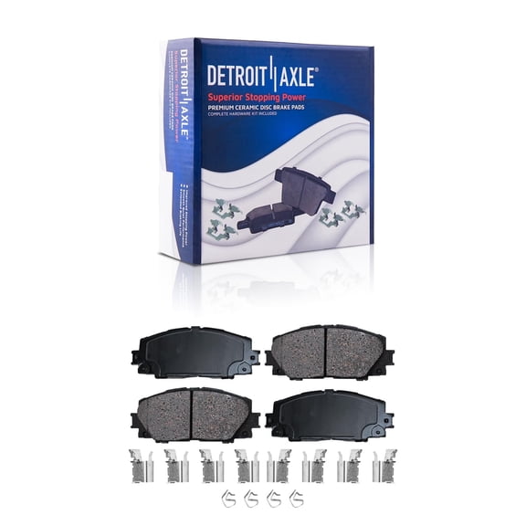 Detroit Axle - Front Brake Pads for 2007-2018 Toyota Yaris 2012-2019 Prius C 2013 Scion IQ, Brake Pads w/ Hardware Replacement
