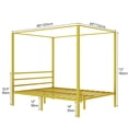 thumbnail image 5 of Dextrus Metal Poster Canopy Bed Frame 14 inch Platform with Built-in Headboard, Gold, Queen Size, 5 of 5