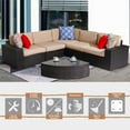 thumbnail image 5 of CozyHom 6 Pieces Outdoor Patio Furniture Sets Wicker Sofa Sectional, All Weather L Shaped Outdoor Furniture With Coffee Table&Cushion, Khaki, 5 of 15