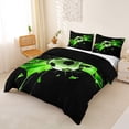 thumbnail image 3 of Castle Fairy Green Soccer Duvet Cover King, Sport Theme Shattered Plaid King Bedding,Black Reversible,3 Pieces,1 Duvet Cover and 2 Pillowcases, 3 of 6
