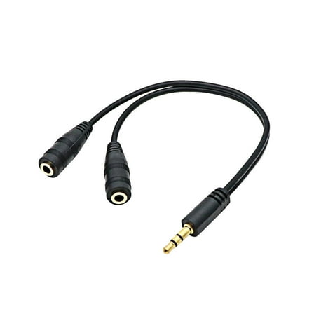 3.5mm Male to 3.5mm Female  Adapter Cable Stereo Cable Audio Signal Adaptor(Black)