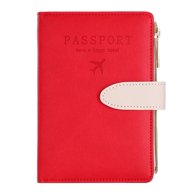 Clearance! Passport Holder Passport Cover with Credit Card Slot and Boarding Pass Slot Combo Passport Wallet Case Book Travel Must Have Rfid Blocking Leather Travel Accessories One Size Red
