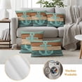 thumbnail image 6 of Pack of 2 Outdoor Pillow Covers 20x12 Inch Waterproof Turquoise Anchor Throw Pillow Covers,Decorative Couch Pillow Case Sham Nautical Brown Green Retro Wood Grain Patio Pillowcases Cushion Cover, 6 of 8