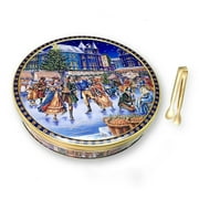 Jacobsens Danish Butter Cookies Skating Rink Gift Tin 24 Oz. (680 g.) with Gold Stainless Steel Tongs (2-Pc Set)