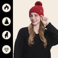 thumbnail image 1 of Foulard, Chapeau et Gants Rouges pour Femmes, Chapeau d'Hiver pour Cyclisme, Couleur Unie, Tricoté, Chaud, 1 of 4