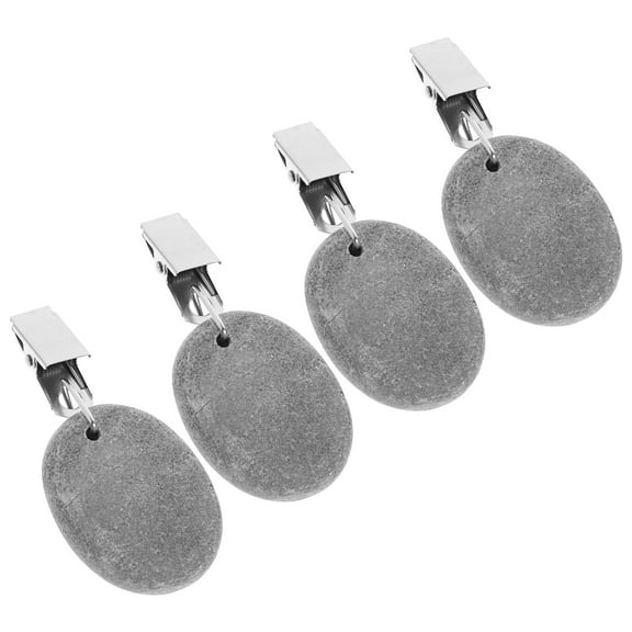 ONAPARTER 4pcs Tablecloth Weights Tablecloth Pendants Stone Table Covers Weights With Metal Clip （Grey）