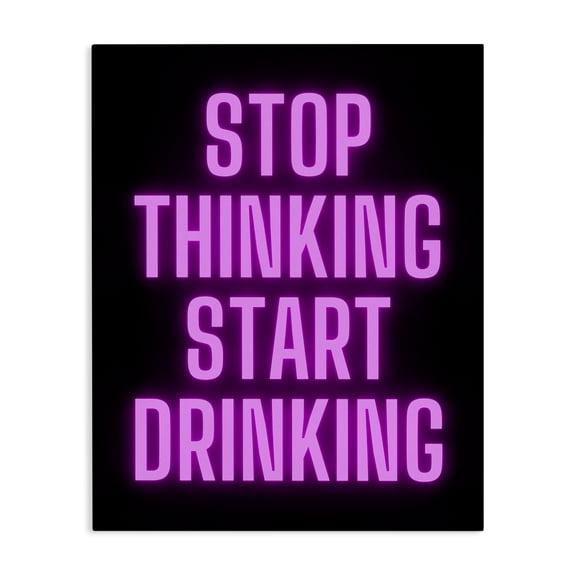 Stupell Industries Stop Thinking Start Drinking Text & Numbers Painting Wrapped Canvas Art Print Wall Art, 16 x 20