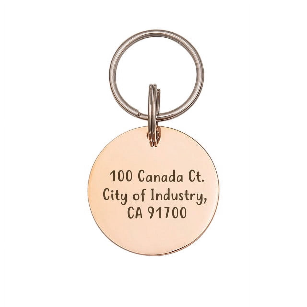 Anavia Stainless Steel Double Sided Round Name - Phone Number Engraved Dog & Cat ID Tag, Rose Gold, M