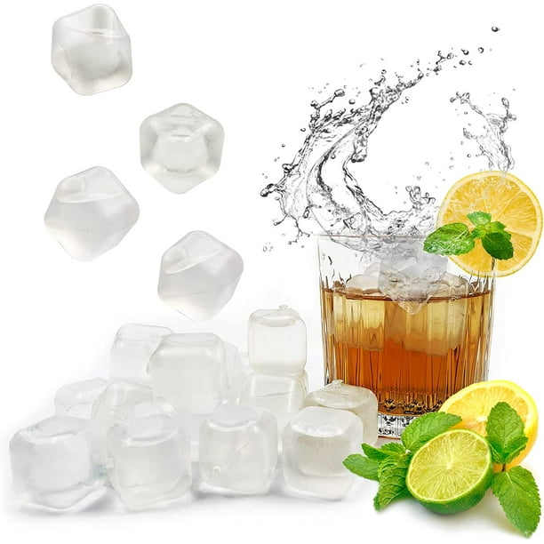 Reusable Ice Cubes, 40Pcs Quick Freeze Square Plastic Ice Cubes