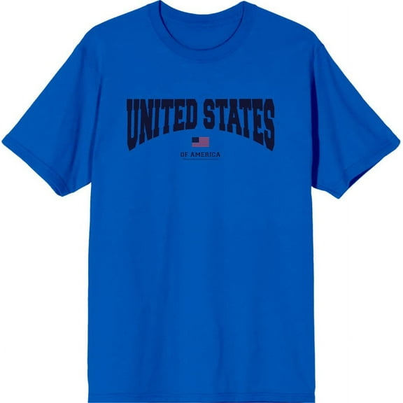 Americana United States of America Flag Men's Blue Crew Neck Short Sleeve Tee-Medium