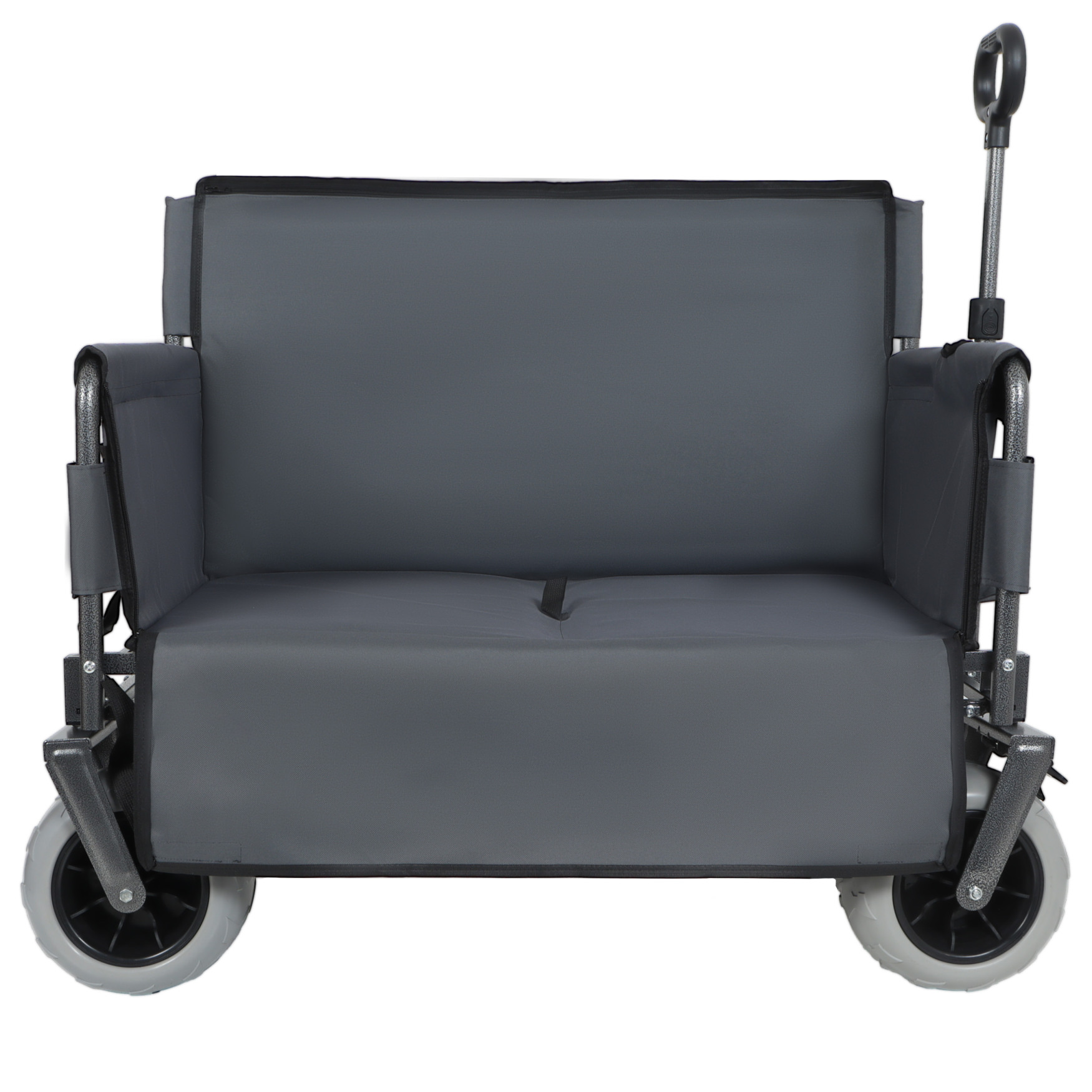 3-in-1 Wagon Carts Foldable with Bench Seat, 500lbs Capacity Wagon with 360° Swivel Beach Tires, Heavy-Duty Utility Wagon for Camping & Beach, Gray