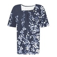 thumbnail image 4 of Uootdi Womens Tops Short Sleeve Crewneck Polka Dot Floral Print Tees Button Decor Soft Comfy Summer Shirts Gift, 4 of 5