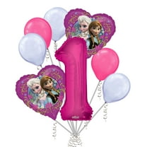 8 pc Disney Frozen Heart Balloon Bouquet 1st Birthday Party Decoration Elsa Anna Birthday