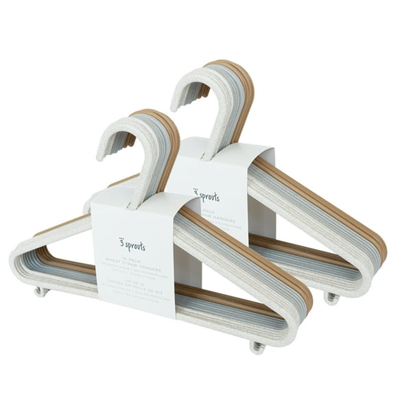 3 Sprouts Baby Wheat Straw Plastic Clothes Hangers - Pack of 30 - Assorted Speckled Cream, Grey, Brown