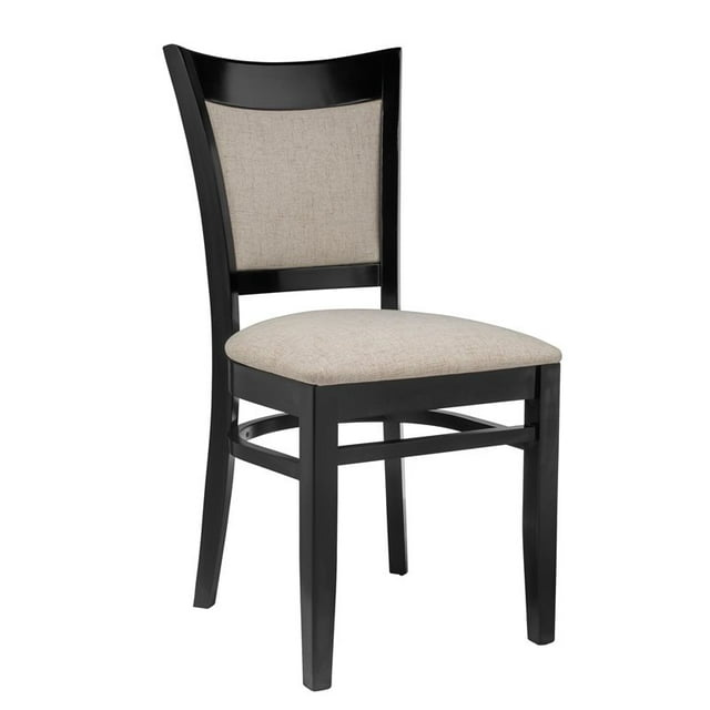 Upholstered Panel Back Side Chair in Black (Set of 2)