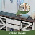 thumbnail image 6 of Uforic Hall Tree with Coat Rack & Shoe Storage Bench, Farmhouse Farmhouse Entryway Storage Organizer with LED Light, White, 6 of 9