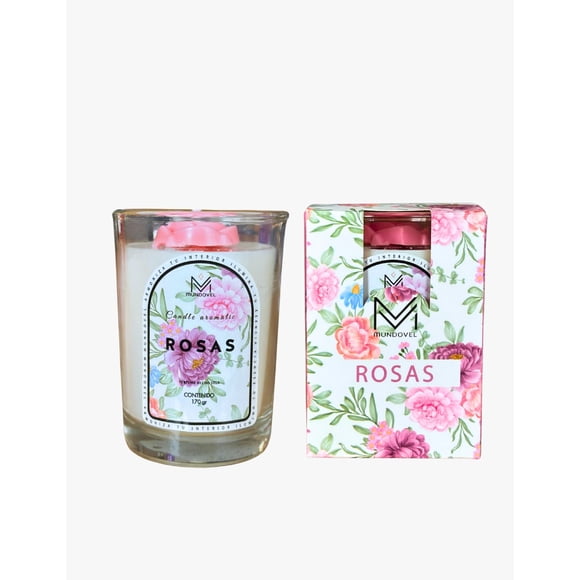 VELA AROMÁTICA ROSAS | CERA VEGETAL 175G | LARGA DURACIÓN