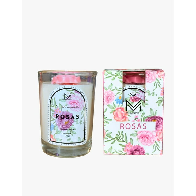 VELA AROMÁTICA ROSAS | CERA VEGETAL 175G | LARGA DURACIÓN