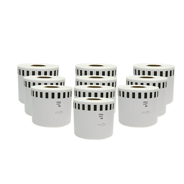 10 ROLLOS PARA ETIQUETAS 62 MM X 30 MTS BROTHER DK2205
