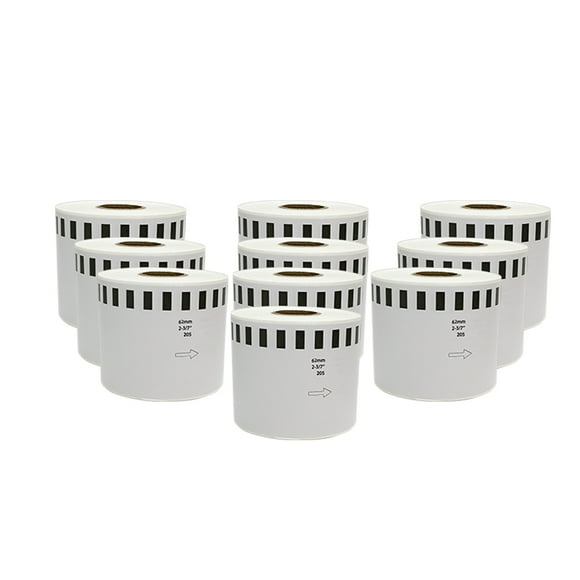10 ROLLOS PARA ETIQUETAS 62 MM X 30 MTS BROTHER DK2205