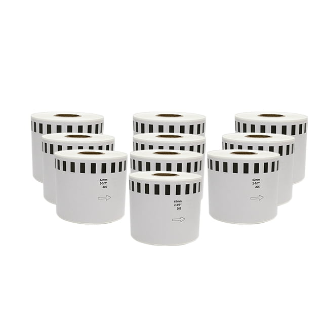 10 ROLLOS PARA ETIQUETAS 62 MM X 30 MTS BROTHER DK2205