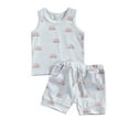 thumbnail image 1 of SUNSIOM Ensemble de 2 Pièces Ensemble d'Impression Débardeur + Short pour les Enfants Garçons Filles, 1 of 9