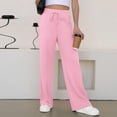 thumbnail image 6 of WTOBBY Women's Fashion Loose-Fit Solid Color Sweatpants with Pocketed Elastic Waist and Drawstring, Comfortable Sporty Pants for Casual Wear,Pink 2XL, 6 of 6