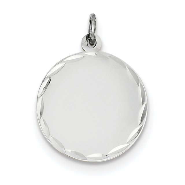 14K White Gold Etched .013 Gauge Engraveable Round Disc Charm