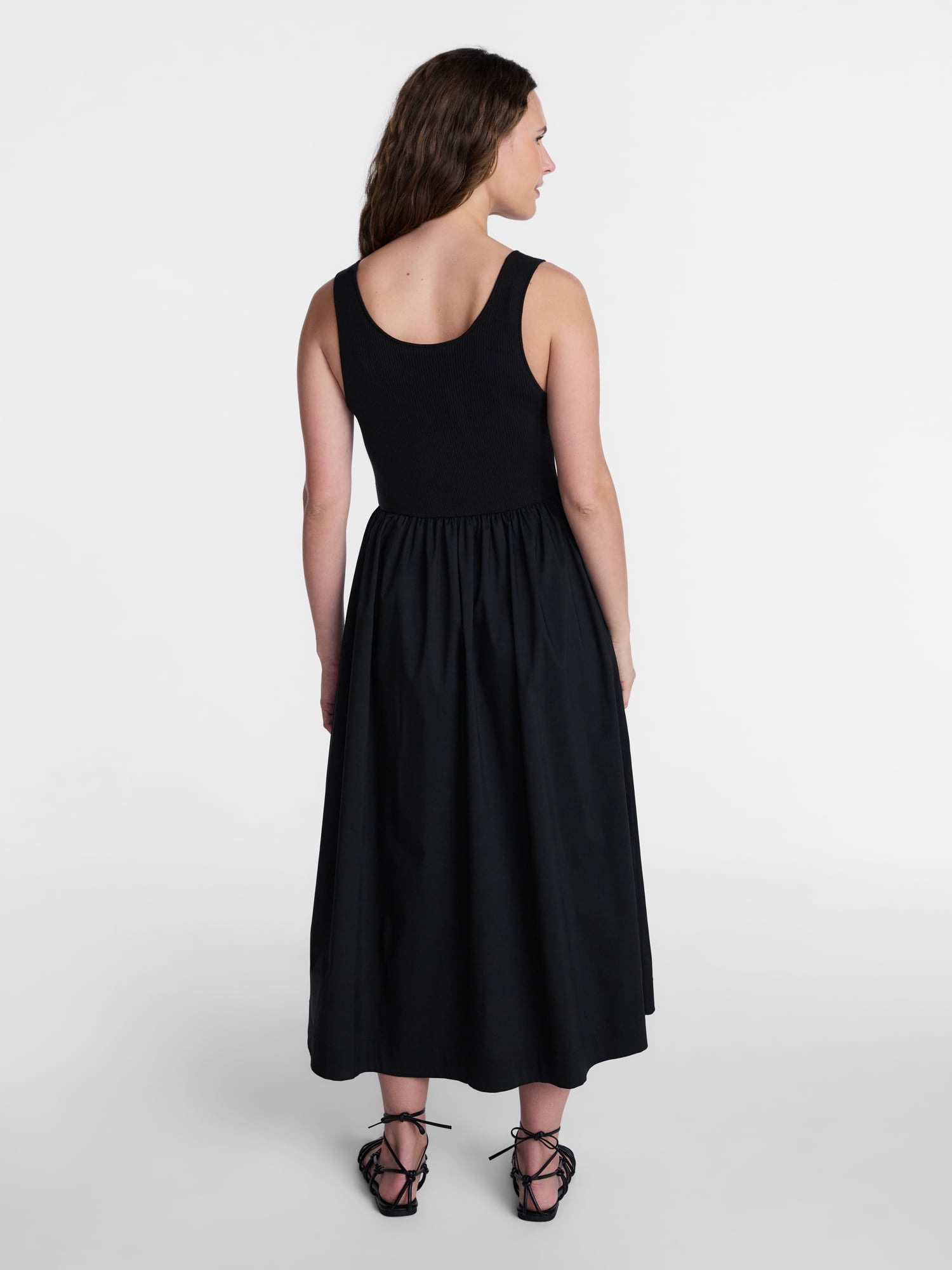 Time and Tru Women's Sleeveless Scoop Neck Midi Dress, Sizes XS-XXXL