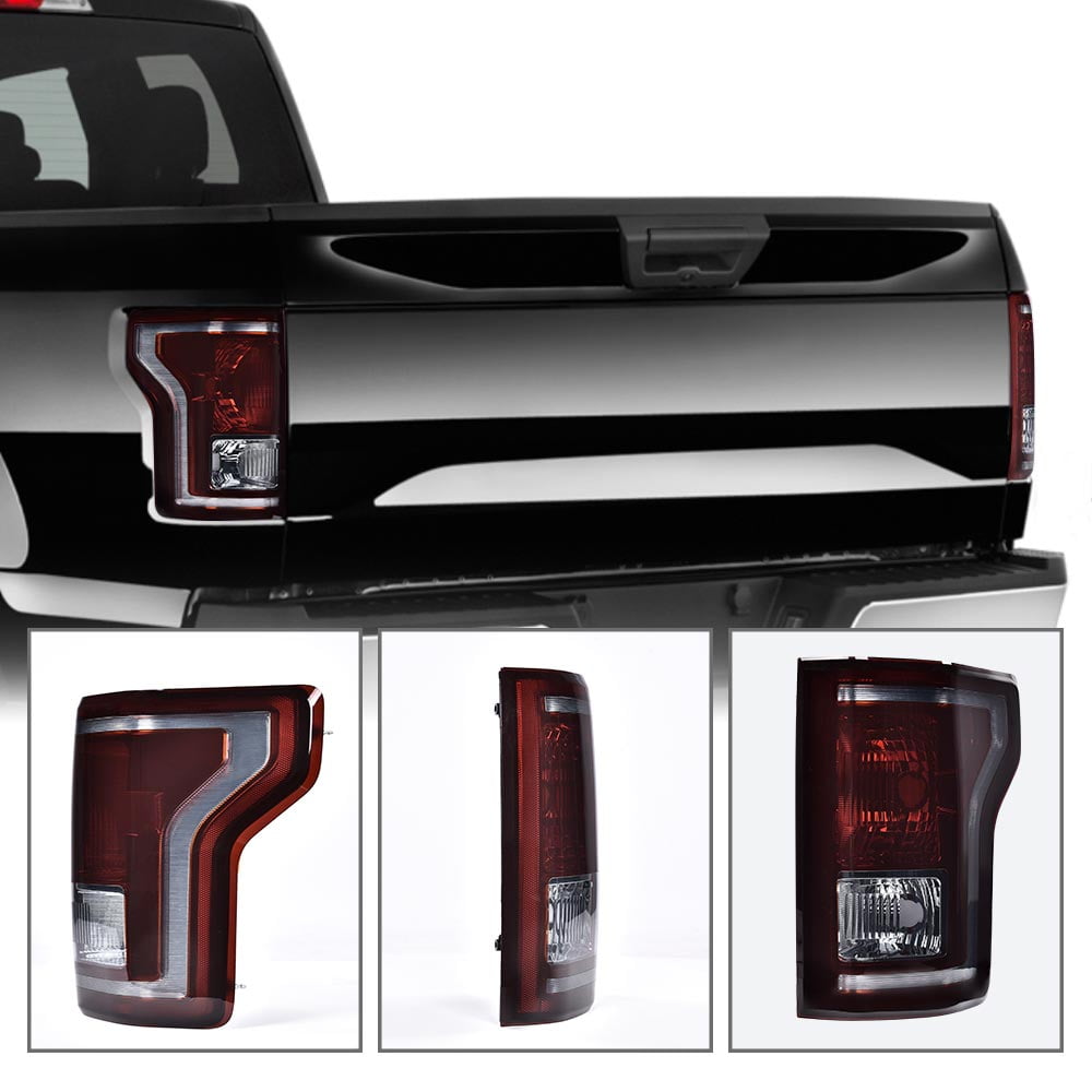 PIT66 Pair Smoke Tail Light Halogen Driver & Passenger Fit For 2015-2017 Ford F-150