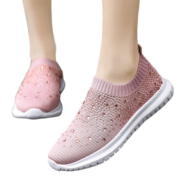 Zapatos Casuales para Rhinestone Glitter Mesh Slip On Transpirable Mujeres