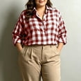 thumbnail image 4 of Warop Plaid Shirt for Women Fall Long Sleeve Blouses Button Down Lapel Tops Business Dressy Casual Work Outfits Clothes, 4 of 9