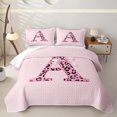 thumbnail image 2 of Catabedysis Pink Abc Print A Quilt Full,Leopard Monogrammed Gifts Full Bedspread Sets For Girls,3-Piece, 2 of 7