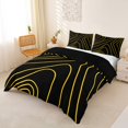 thumbnail image 2 of Homewish Black Golden Stripes Bedding,Abstract Artwork Duvet Cover Full,Black Reversible,3 Pieces,1 Duvet Cover and 2 Pillowcases, 2 of 6