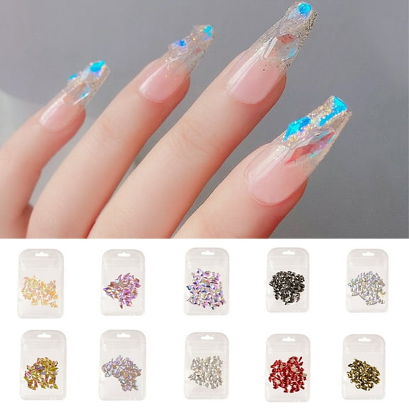 zhaomeidaxi 100Pcs/Set Popular FlatBack Crystals Mix Sizes Multi Shapes Resin Crystal AB Rhinestones For Nail Art Craft 3D Decorations Flat Back Stones Gems Set