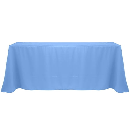 

Ultimate Textile (5 Pack) 90 x 156-Inch Rectangular Polyester Linen Tablecloth with Rounded Corners - for Wedding Restaurant or Banquet use Light Baby Blue