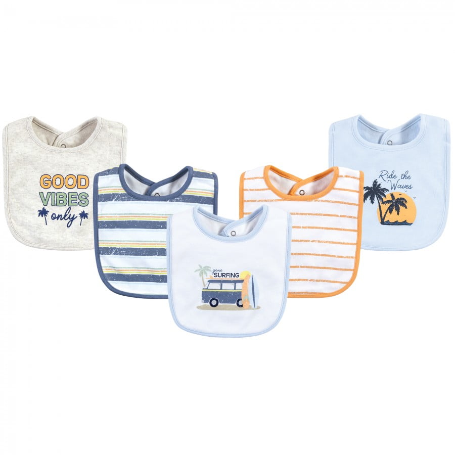 Hudson Baby Infant Boy Cotton Bibs, Gone Surfing, One Size