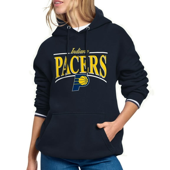 Women's Starter Navy Indiana Pacers Arch Stripe Fleece Hoodie