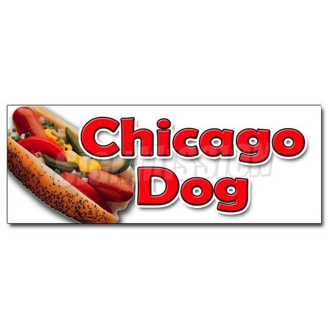 12" Chicago Dog Decal Sticker All Beef Chicago red Poppy seen bun Tomato Dill