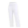 thumbnail image 4 of Mohiass Women's Capri Pants Wide Leg Tummy Control Capri Pants for Women Plus Size High Waisted Summer Yoga Linen Capri Pants for Women with Pockets White 2XL, 4 of 4
